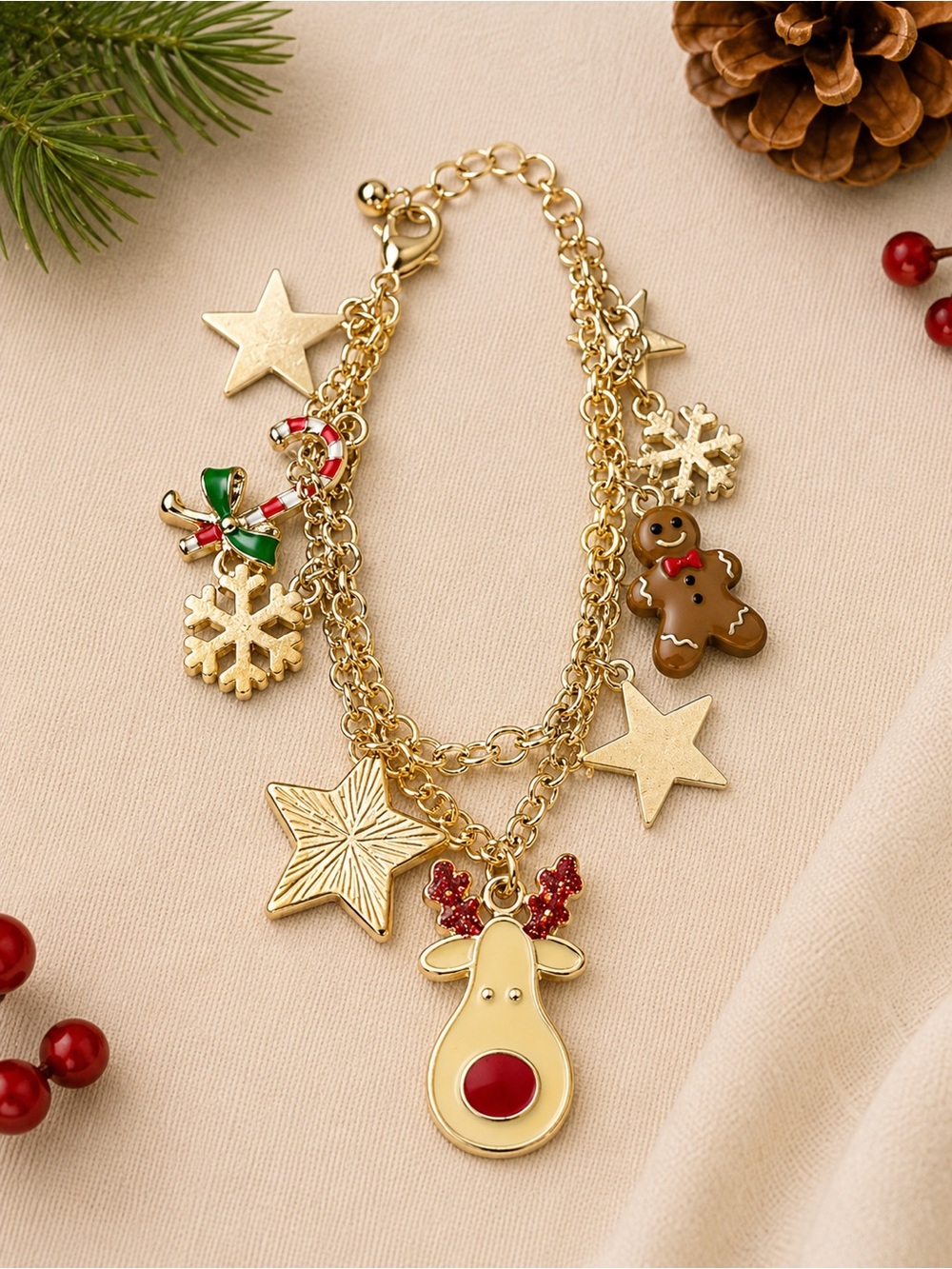 NEW Festive Christmas Holiday Charm Bracelet
